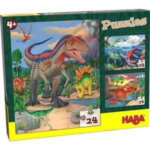 Haba Legpuzzel Dinosaurussen (3 x 24 Stukjes) - Jongens, 3-in-1 thema