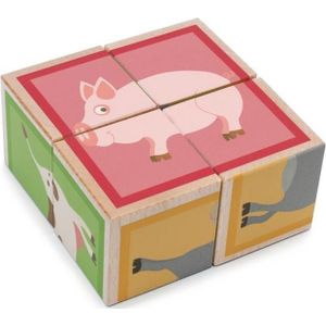 Scratch blokkenpuzzel Boerderijdieren junior 9 cm hout 4-delig