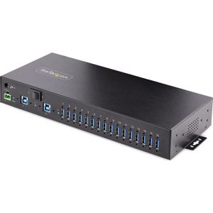 StarTech 16-Port Industrial USB 3.0 Hub, 5Gbps, Staal, DIN/Wand/Rack Monteerbaar, ESD Beveiliging, Terminal Block Voeding, Tot 120W Gedeelde USB Charging, Dual-Host Hub/Switch