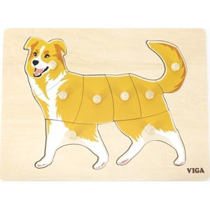 Viga Toys VIGA houten puzzel Montessori hond met Pinezkami