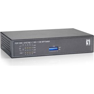 LevelOne FGP-1000 netwerk-switch Gigabit Ethernet (10/100/1000) Power over Ethernet (PoE) Zwart, Grijs