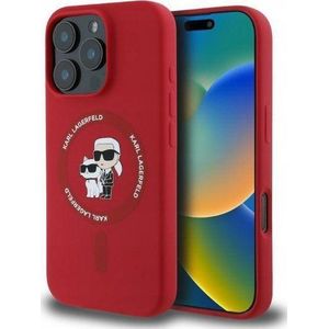 Karl Lagerfeld tas voor IPHONE 16 Pro kompatybilny met MagSafe KLHMP16LSCMKCRHR (Silicone KC Body Ring) rood