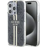 GUESS GUHCP15LH4PSEGK iPhone 15 Pro 6.1 inch zwart/zwart hardcase IML 4G Gold Stripe