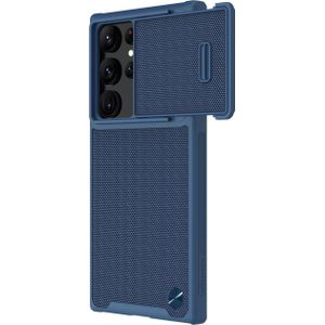 Nillkin Textured S Case etui Samsung Galaxy S22 Ultra gepantserd hoes met osłoną na aparat blauw