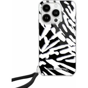 Karl Lagerfeld Etui KLHCP15SHZBPKCCK Apple iPhone 15 / 14 / 13 hardcase IML Zebra patroon & Cord zwart/zwart