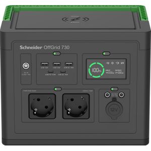 APC SE OffGrid Portable Power Station 730 - Li-Ion accu, LCD, 2x stopcontact, 3x USB-A, 2x USB-C, 3x 12V, draadloze lader