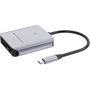 Conceptronic BIAN09G geheugenkaartlezer USB 3.2 Gen 2 Type-C Grijs