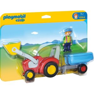 PLAYMOBIL 1.2.3 Boer met tractor en aanhangwagen - 6964