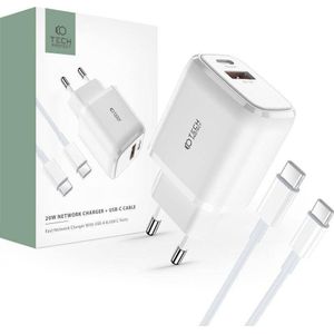 Tech-Protect oplader oplader netwerk C20W 2-port Network Charger PD 20W QC 3.0 + USB-C Cable wit