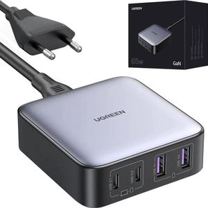 UGREEN Nexode charger CD327, 2x USB-C, 2x USB-A, GaN, 65W (grijs)
