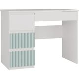 TopEshop bureau bureau met 4 szufladami, lewe, Mijas, 98x51x76 cm, wit, munt