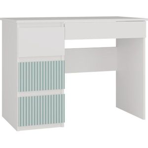 TopEshop bureau bureau met 4 szufladami, lewe, Mijas, 98x51x76 cm, wit, munt