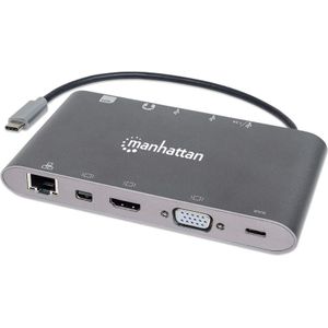 Manhattan 152808 laptop dock & poortreplicator Bedraad USB 3.2 Gen 1 (3.1 Gen 1) Type-C Zilver