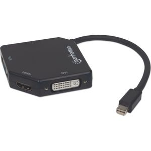 Manhattan 207720 video kabel adapter 0,25 m Mini DisplayPort DVI-I + VGA (D-Sub) + HDMI Zwart