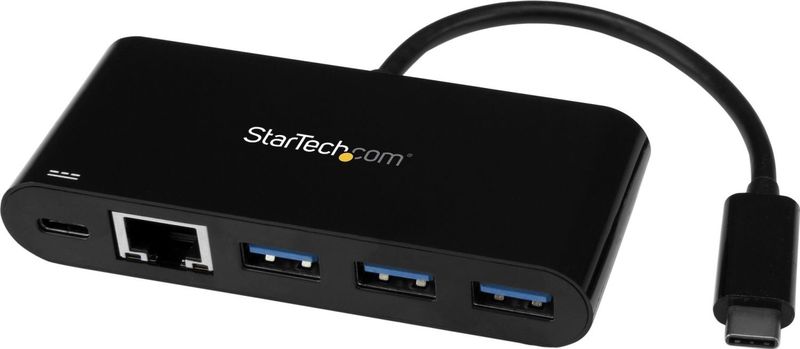 StarTech USB-C naar Ethernet adapter met 3 poorts USB 3.0 hub en Power Delivery