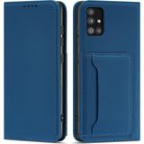 Hurtel Magnet Card Case etui voor Samsung Galaxy A52 5G hoes portemonnee na kaarten kaartenę standaard blauw