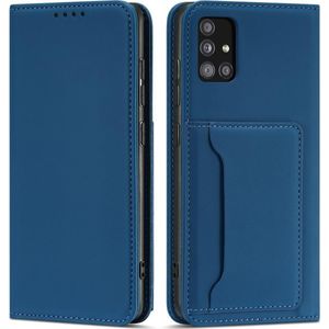 Hurtel Magnet Card Case etui voor Samsung Galaxy A52 5G hoes portemonnee na kaarten kaartenę standaard blauw