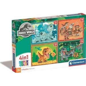 Clementoni CLE puzzel 4 in 1 SuperKolor Jurassic World 21521