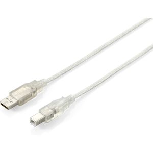 Equip 128652 USB-kabel 5 m USB 2.0 USB A USB B Zilver, Transparant