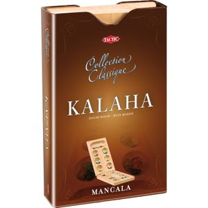 Kalaha Mancala - Collection Classique in Tin | Duurzaam spel voor de hele familie | 48 Glazen pionnen | Houten Schaakbord | Spelregels
