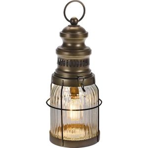 Vilde tafellamp Lampion led lamp vuurtoren latarenka tafel metaal bruin loft 29 cm