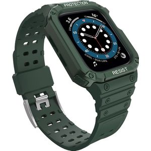 Hurtel Protect Strap Band band met etui voor Watch 7 / 6 / 5 / 4 / 3 / 2 / SE (45 / 44 / 42mm) behuizing gepantserd hoes voor horloge groen