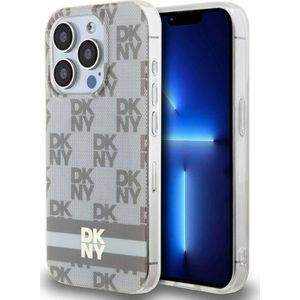 DKNY DKHMP15LHCPTSE iPhone 15 Pro 6.1 inch beige/beige hardcase IML Checkered Mono patroon & Printed Stripes MagSafe