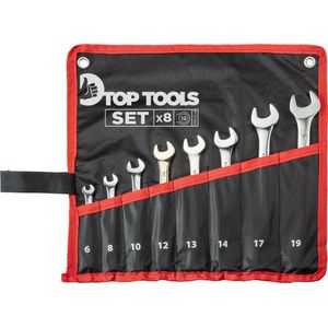 Top Tools sleutels płasko-oczkowe (sleutels płasko-oczkowe 6-19 mm, serie 8 stuks)