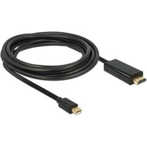 Delock Cable mini Displayport 1.1 male > HDMI-A male 3m, zwart