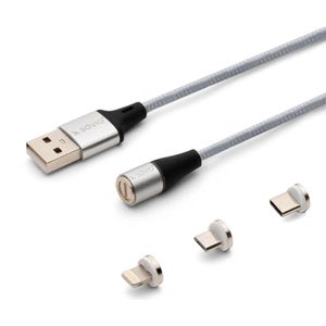 Savio CL-156 USB-kabel 2 m USB 2.0 USB C Micro USB A/Lightning Zilver