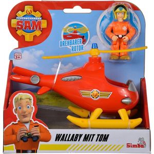 Simba - Brandweerman Sam Wallaby met Tom Thomas Figuur - Helikopter - Speelgoedvoertuig