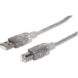 Manhattan 345408 USB-kabel USB 2.0 5 m USB A USB B Zilver