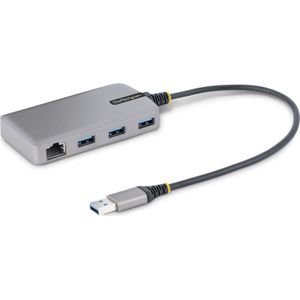 StarTech 3-Port USB Hub met Ethernet, 3x USB-A, Gigabit Ethernet (RJ-45), USB 3.0 5Gbps, Bus-Powered, 30cm Kabel, Compacte Laptop USB Hub Adapter met GbE, Micro USB Voeding