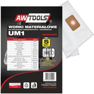 AWTools stofzuigerzak met mikrowłókniny UM1 GAS35/VC3011L/VC3510L/VC3511L 5 stuks (AW00403)