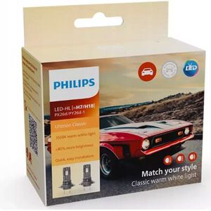 Philips LED bulb (set of 2) 12V 16W PX26D without road homologation, Ultinon Classic, warm wit 3500K