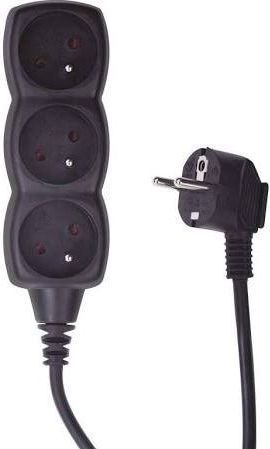 Emos 3-bay extender from/on 5m /H05V-F 3G1/ zwart (PC0315)