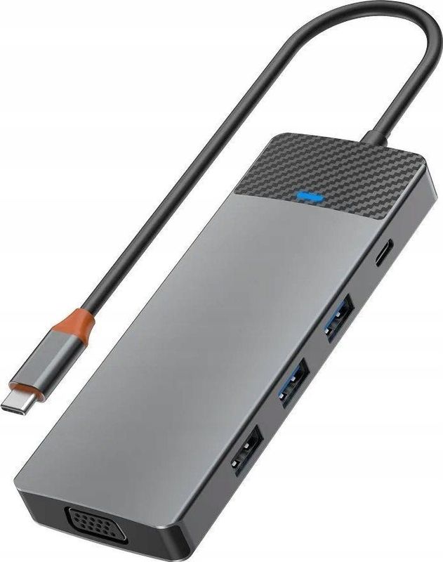 WiWU HUB USB - HUB A921HV 9 in 1 USB3.0x2+USB2.0x1+SD/TF(3.0)+PD (100W)+USB-C(3.0)+HDMI(4K30HZ)+VGA1080P)