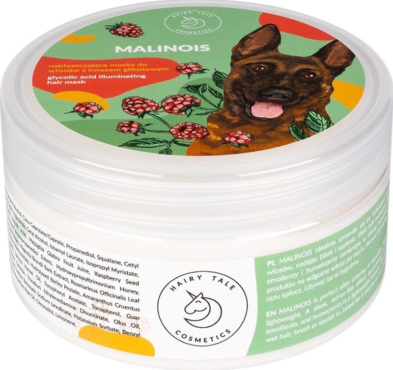 Organic Shop Hairy Tale Malinois Nabłyszczająca masker voor haar met kwasem glikolowym 200ml