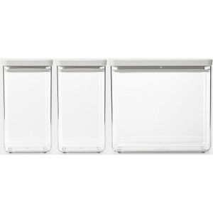 Brabantia Tasty+ Voorraadbussen - Stapelbaar - 1,6 + 1,6 + 3,5 l - Light Grey