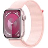 Apple Watch Series 9 GPS 45mm roze Aluminium Case met licht roze Sport Loop