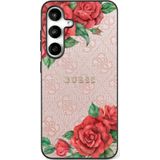 GUESS Leather 4G bloemen Print Metal Classic Logo MagSafe Case Samsung Galaxy S25 Ultra roze