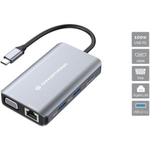 Conceptronic DONN21G laptop dock & poortreplicator Bedraad USB 3.2 Gen 1 (3.1 Gen 1) Type-C Grijs