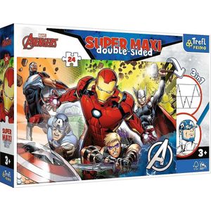 Trefl Dwustronne puzzel 24 stukjes Super Maxi Silni Avengers 3 in 1