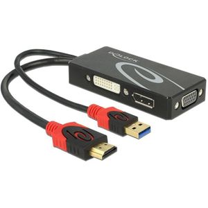 Delock Adapter HDMI -> DVI(24+5)/VGA/Displayport 4K zwart