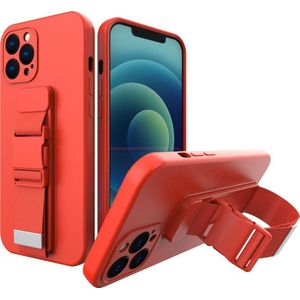 Hurtel Rope case gel etui van riemą łańcuszkiem torebka riem iPhone 11 Pro Max rood