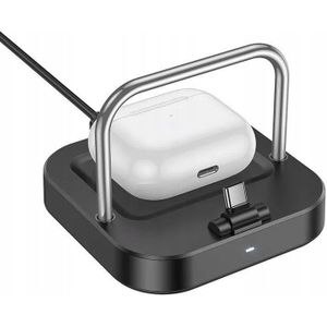 Hoco lader bureau 2 in 1 type C + ładowanie draadloos 5W PD QC 3A 30W CQ16B zwart