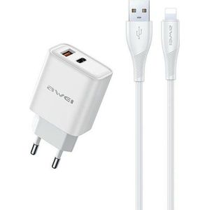 AWEI Charger GaN PD81L 22,5W Lightning Cable USB+USB