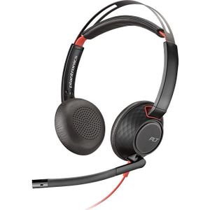 Poly Blackwire 5220 Headset Bedraad Hoofdband Oproepen/muziek USB Type-A Zwart, Rood