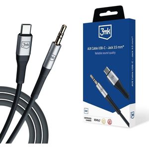 3mk Kabel USB USB-C - mini Jack 3.5 mm zwart-zilver (AUX USB-C - Jack 3,5 mm)