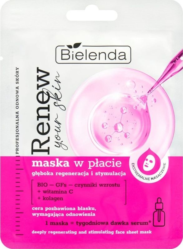 Bielenda Renew Your Skin masker w płacie - głęboka regeneracja en stymulacja 17 g